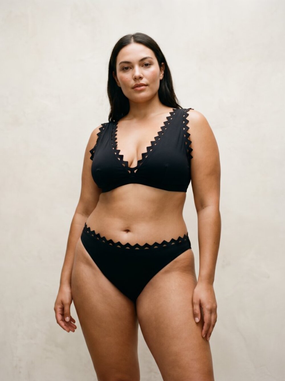 Black Scalloped Bikini Set